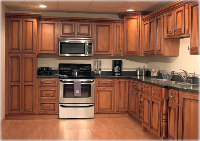 A polished wood kitchen after residential cleaning