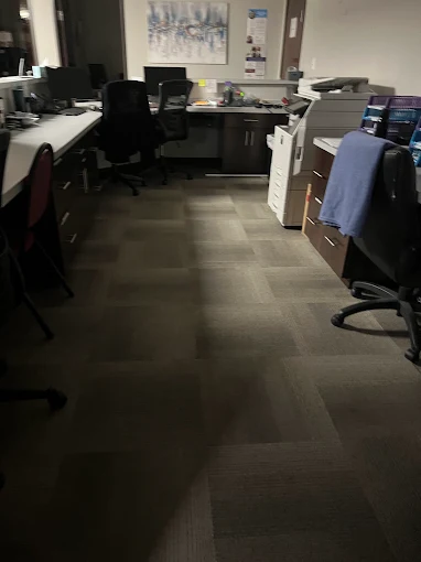 A cleaned office workspace ready for employees