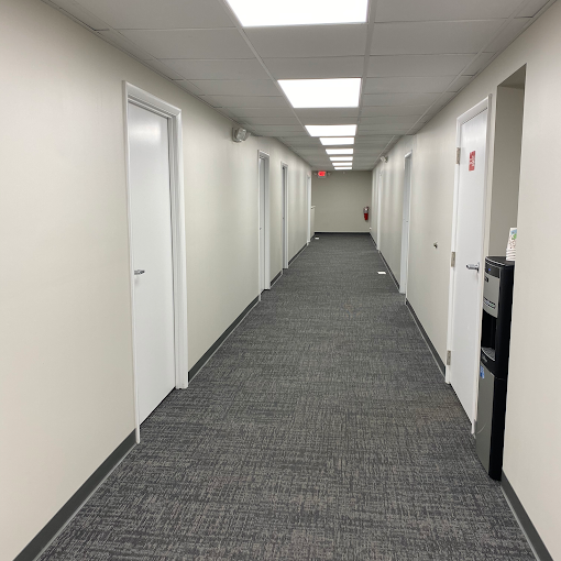 A freshly cleaned commercial hallway in Southfield, Michigan